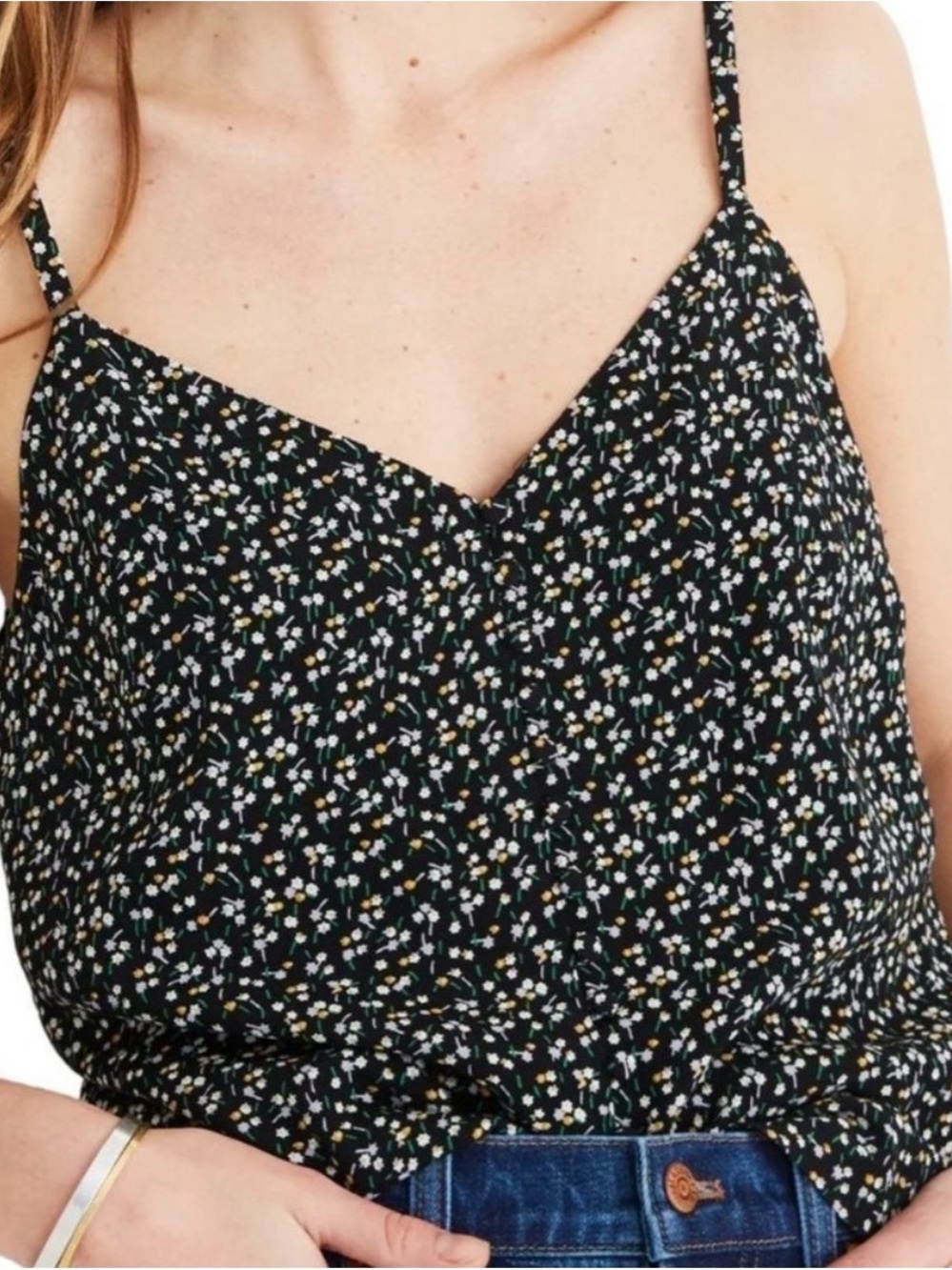 Madewell Black Floral Spaghetti-Strap Cami